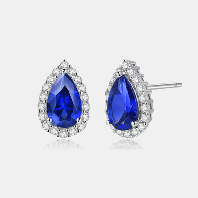Siliice Jewelry - Sapphire Series -  Royal Blue Earrings Teardrop-shaped Lab-grown Gemstones For Women