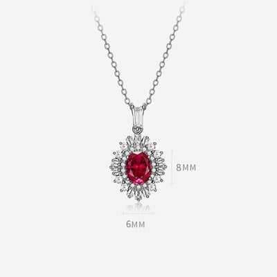 Siliice Jewelry - Ruby Series -  Princess Diana Inspired Ruby Necklace with Gemstones For Women