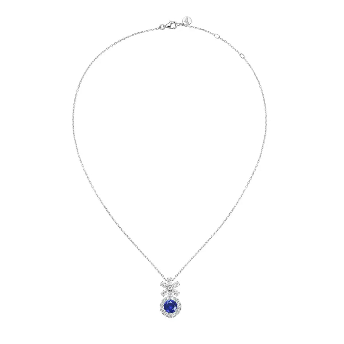 Siliice Jewelry - Sapphire Series -  Royal Blue Necklace Full of Diamonds with Clavicle Chain For Women
