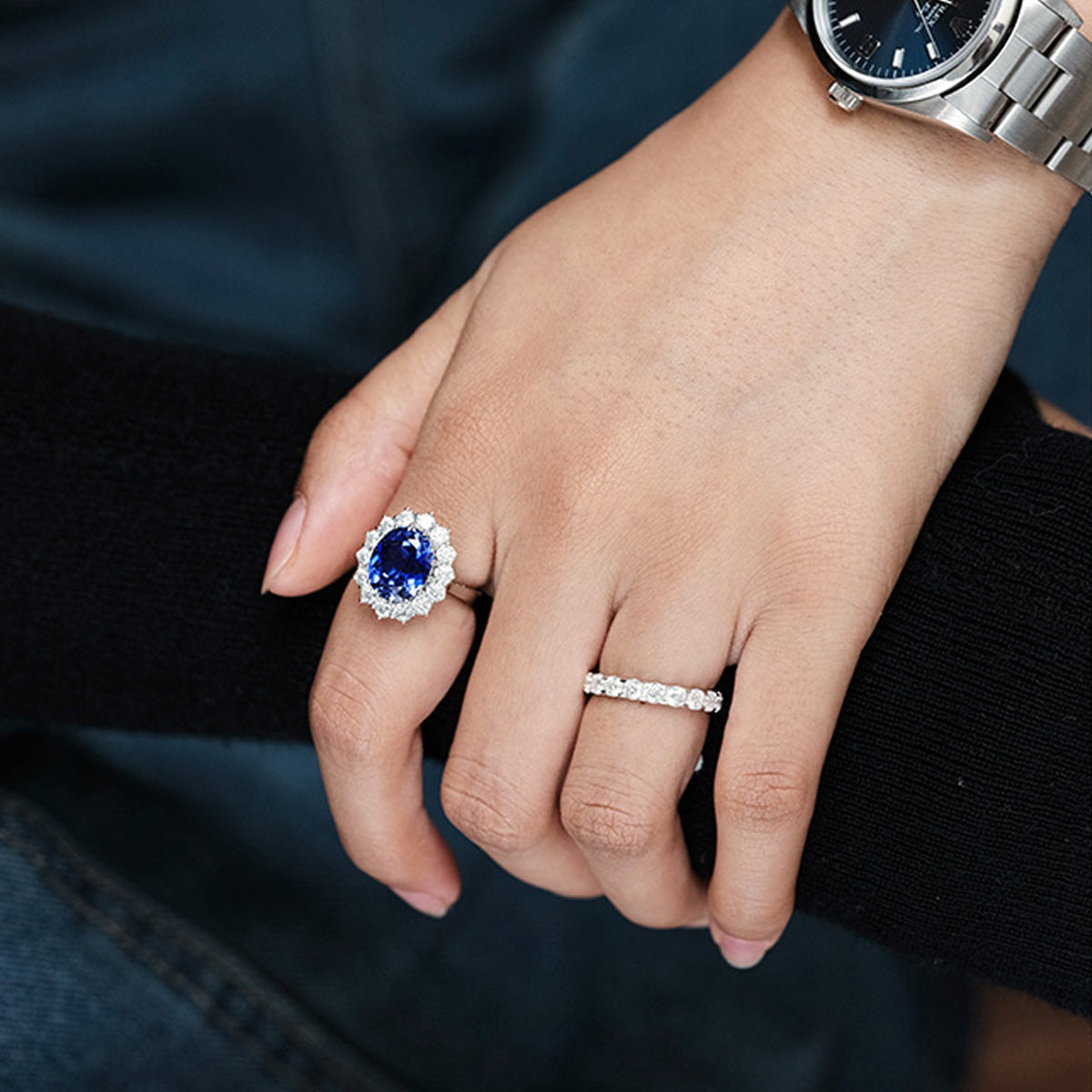 Siliice Jewelry - Sapphire Series - Princess Diana  Inspired Ring - Royal Blue Cornflower Ring Lab-grown Gemstones For Women