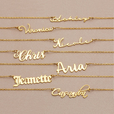 Gold Name Necklace with Box Chai