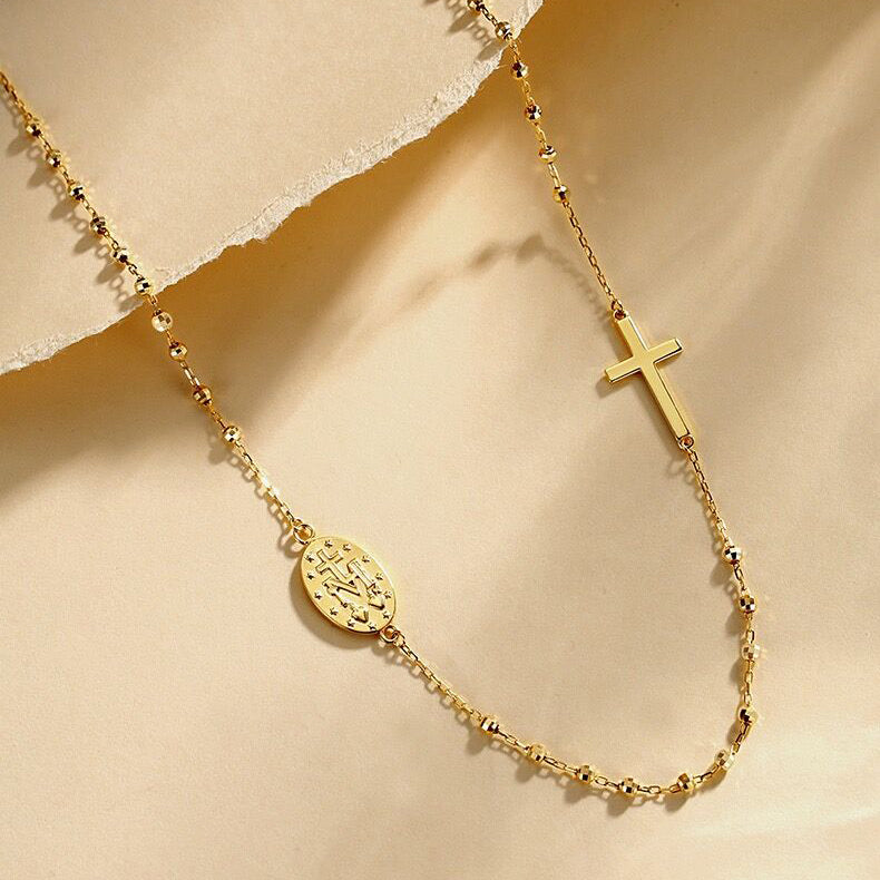 Solid 18K Gold Italian Cross Necklace