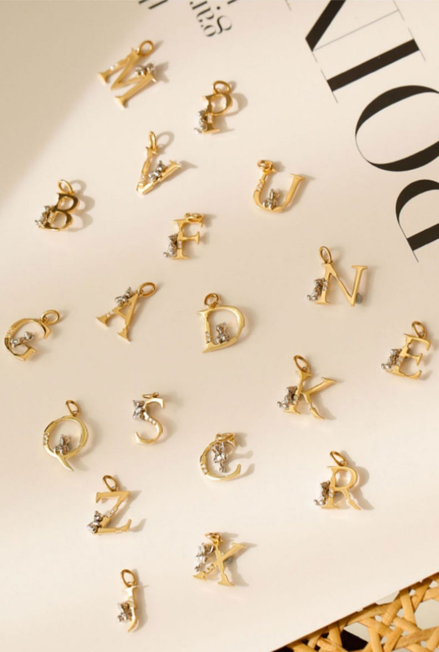 Custom Letter Bear Necklaces - Solid 18K Gold