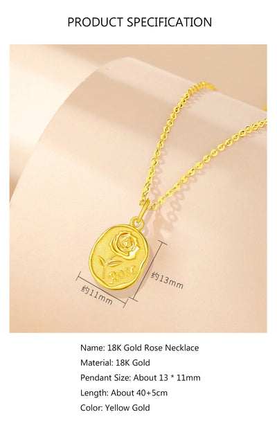 Solid 18K Gold Rose Necklace