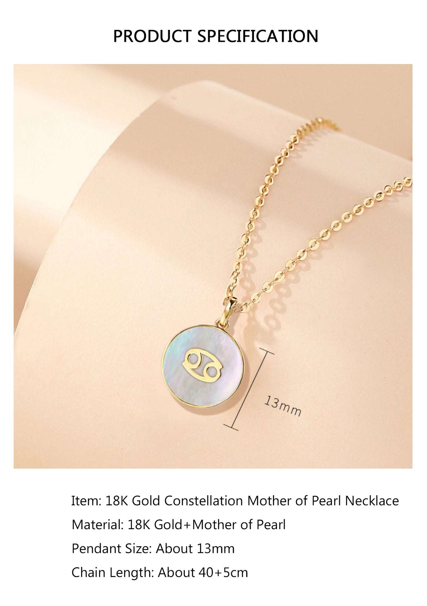 Solid 18K Gold Constellation Mother of Pearl Necklace