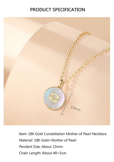Solid 18K Gold Constellation Mother of Pearl Necklace