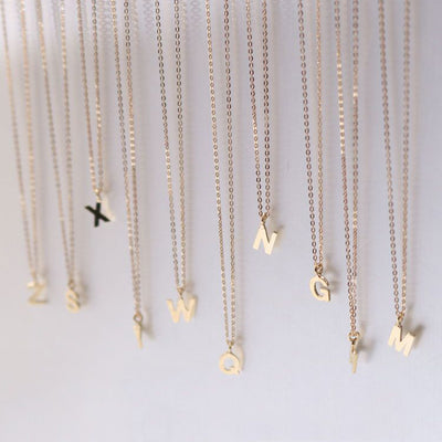 Mini Solid 14K Gold Initial Necklace