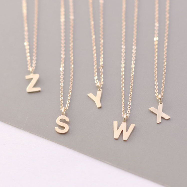 Mini Solid 14K Gold Initial Necklace