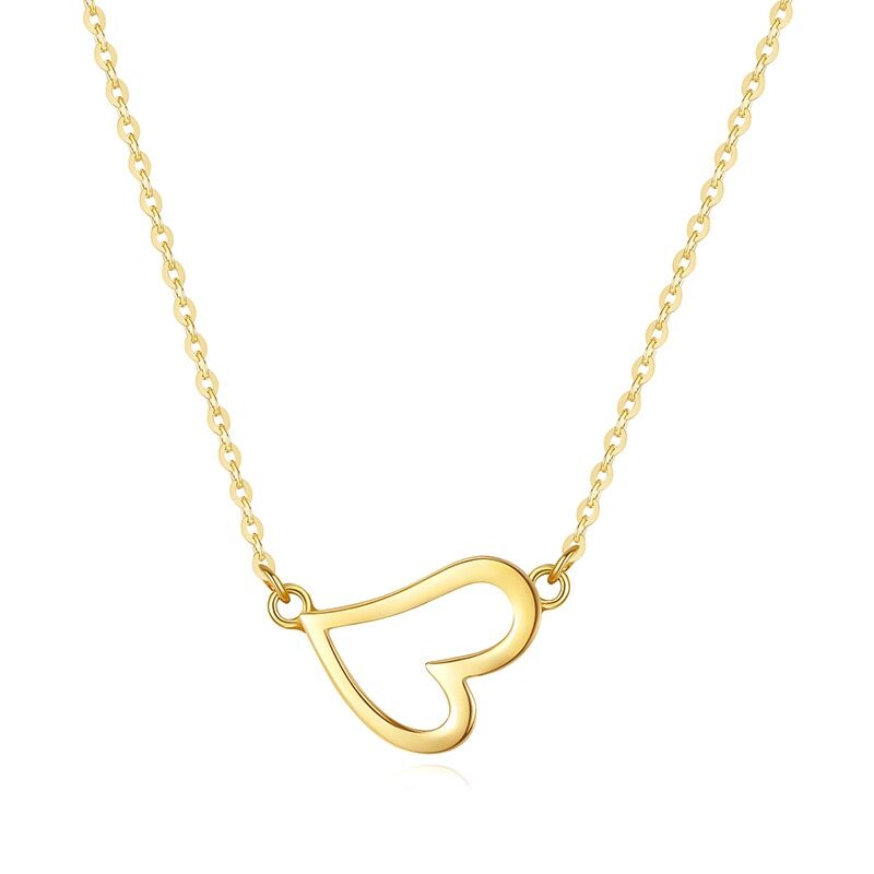 Solid 14K Gold Hollow Love Necklaces
