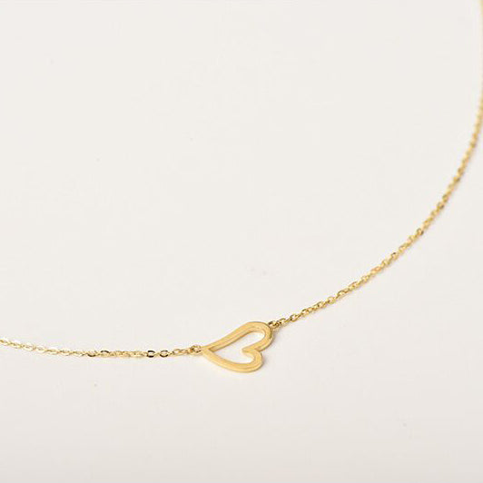 Solid 14K Gold Hollow Love Necklaces
