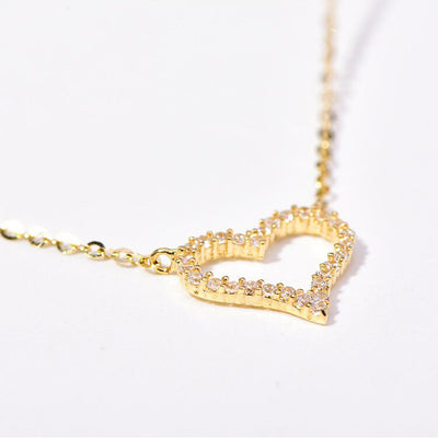 Solid 14K Gold Love Zircon Necklace