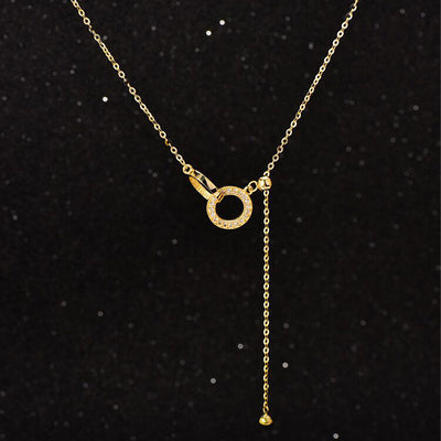 Solid 14K Gold Double Ring Necklace