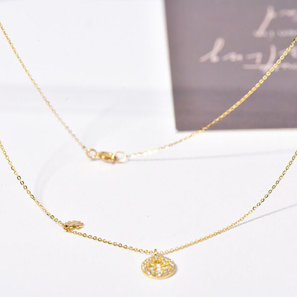 Solid 14K Gold Lucky Clover Necklace