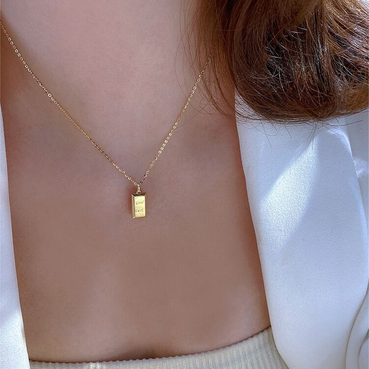 Solid 14K Gold Geometric Lucky Necklace