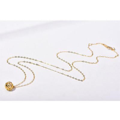 Solid 14K Gold Hollow Ball Necklace
