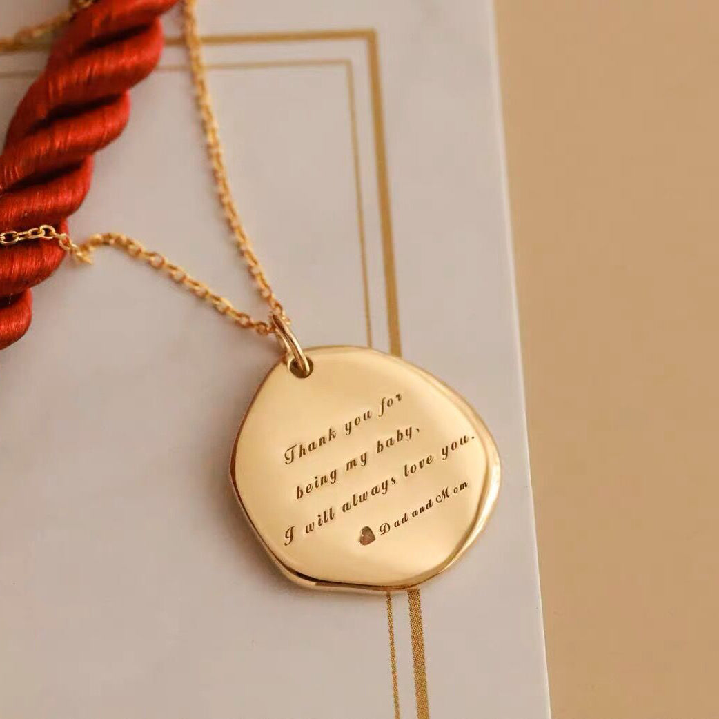 Custom Handprint Footprint Necklace For Baby-Solid 18K Gold