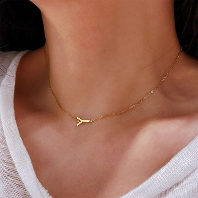 Custom Initial Letter Necklace-Solid 18K Gold