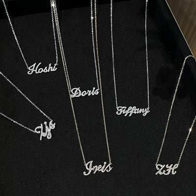 Custom Name Diamond Necklace-Solid 18K gold