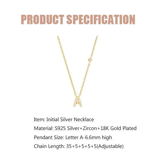Initial Zircon Necklace-S925 Silver Solid