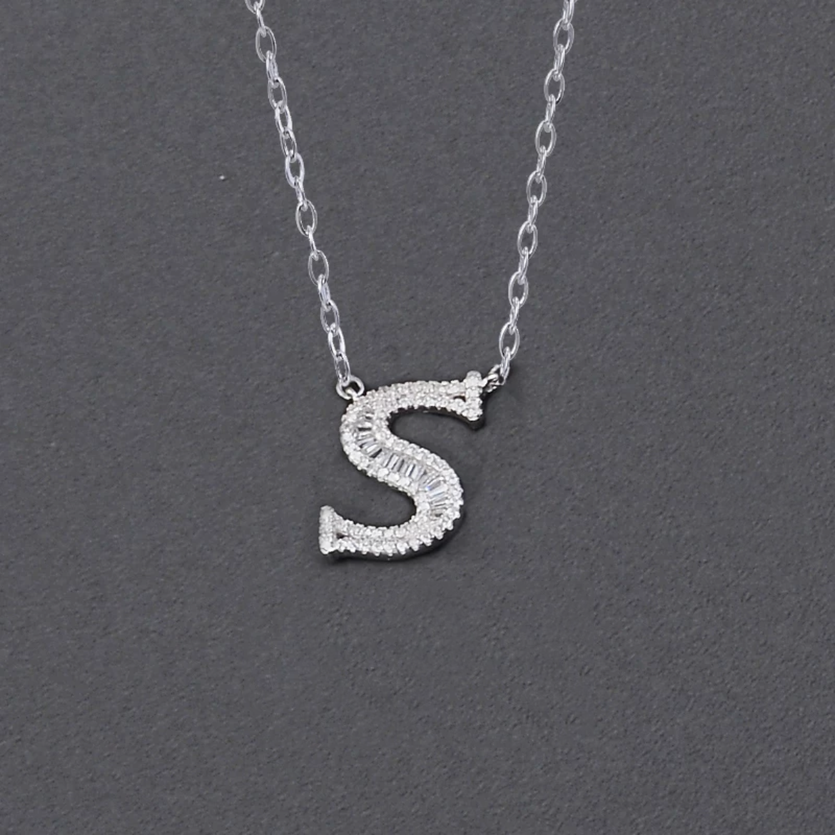 Initial Zircon Necklace-S925 Solid Silver