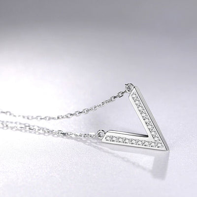 V-shape Zircon Necklace-S925 Solid Silver