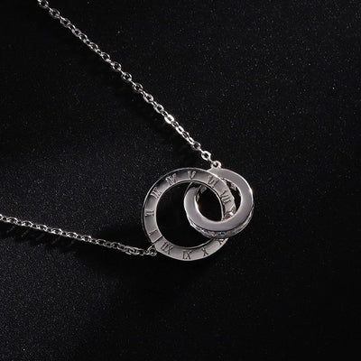 Double Ring Zircon Necklace-S925 Solid Silver