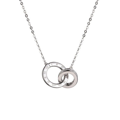 Double Ring Zircon Necklace-S925 Solid Silver