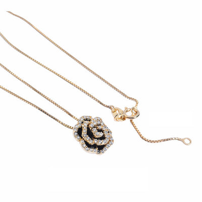 Camellia Zircon Necklace-S925 Solid Silver