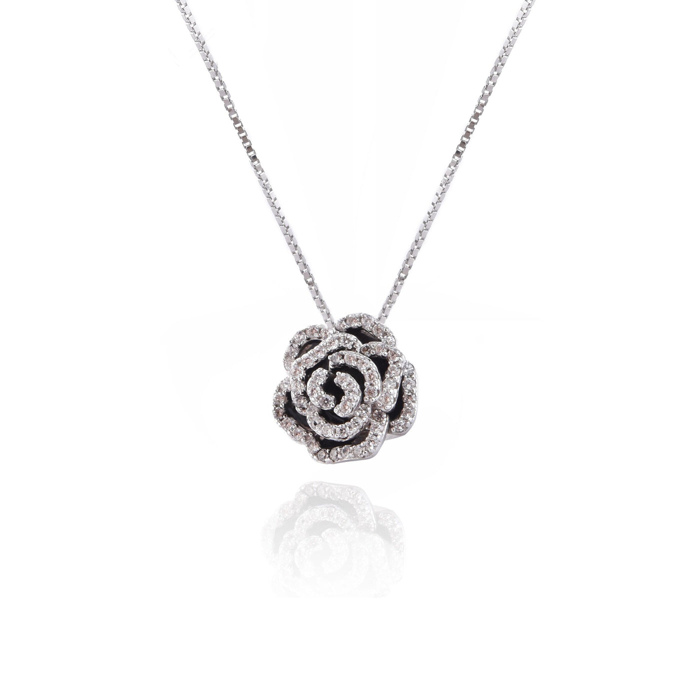 Camellia Zircon Necklace-S925 Solid Silver