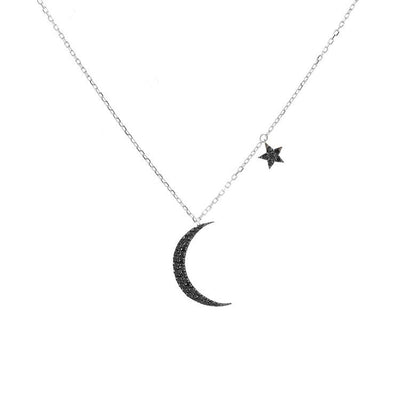 The Moon And The Star Zircon Necklace-S925 Solid Silver
