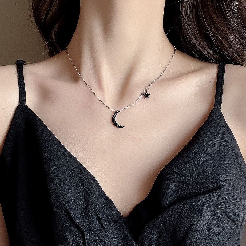 The Moon And The Star Zircon Necklace-S925 Solid Silver
