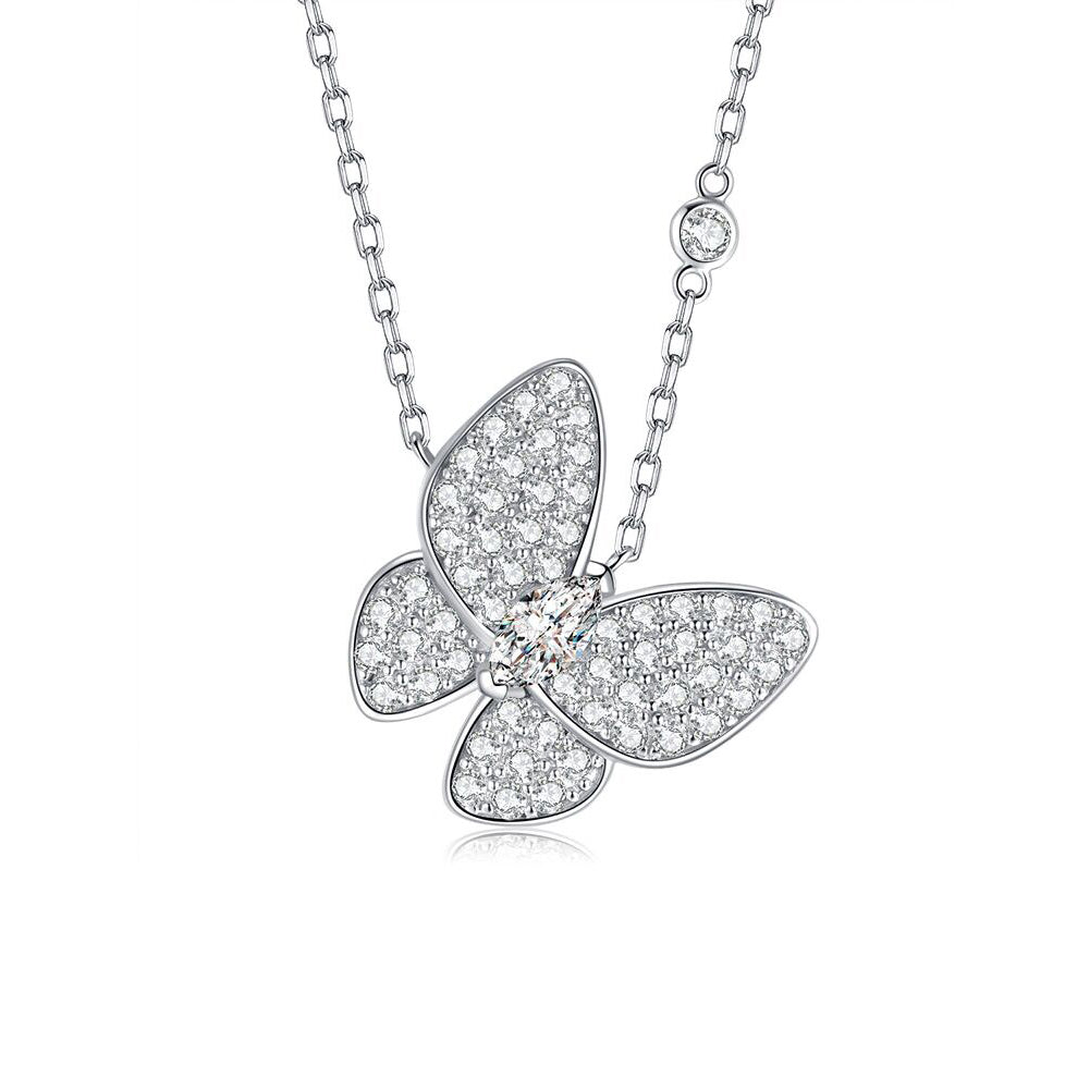 Butterfly Zircon Necklace-S925 Solid Silver