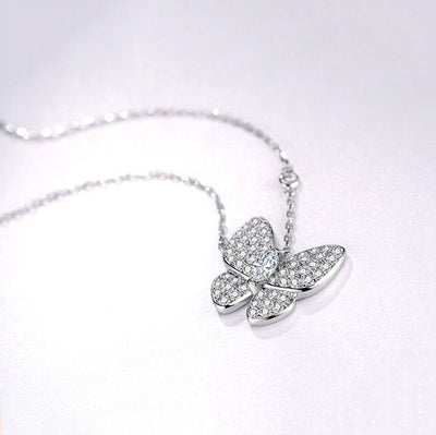 Butterfly Zircon Necklace-S925 Solid Silver