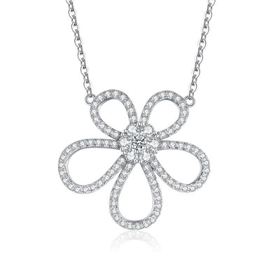 Flower Zircon Necklace-S925 Solid Silver