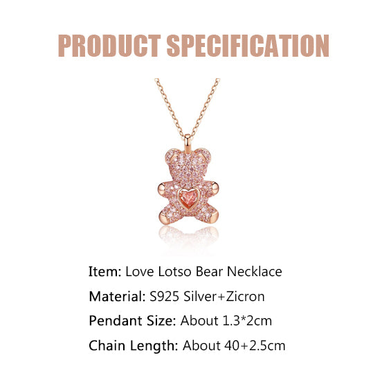 Love Lotso Bear Zircon Necklace-S925 Solid Silver