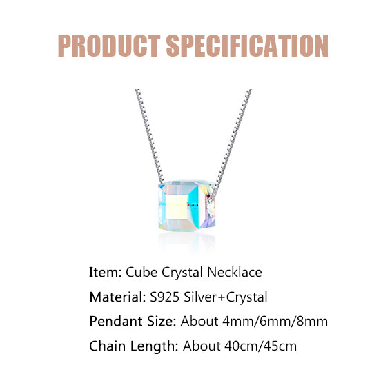 Cube Dazzle Austria Crystal Necklace-S925 Solid Silver