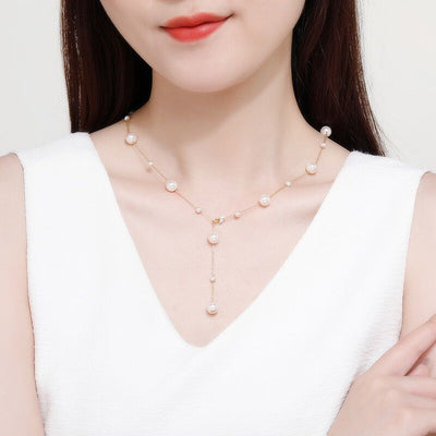 Natural Freshwater Pearls Necklace-S925 Solid Silver