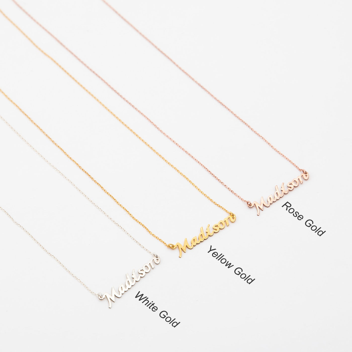 Custom Linear Name Necklace - Solid 14K | 18K Gold